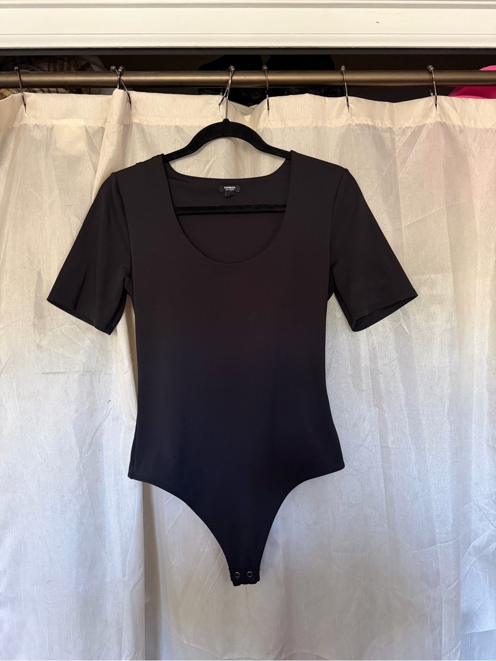 Express Black Short Sleeve Scoop Neck Bodysuit